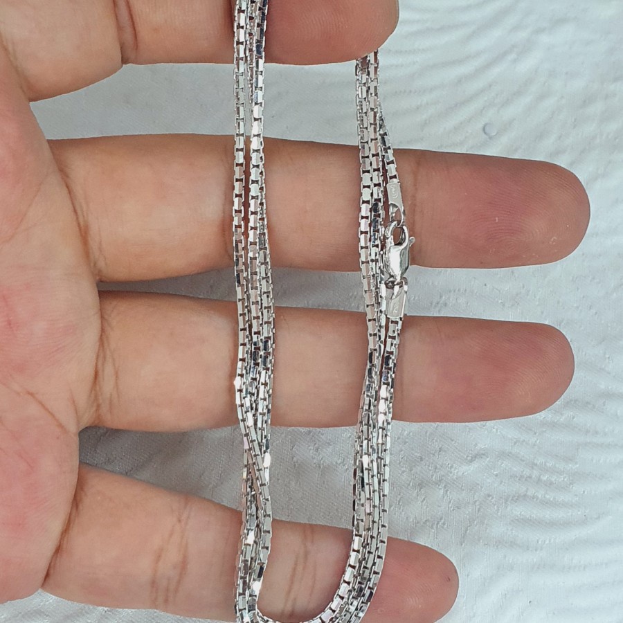 Kalung italy santa panjang putih polos emas 75% 750 75 % 17k 15 gr an