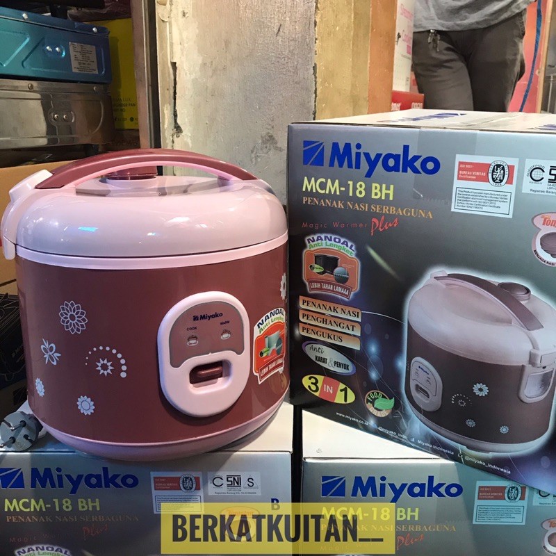 Rice Cooker MIYAKO 18-BH Panci Berlian Hitam Magic Com Penanak Nasi Anti Lengket 1,8 Liter