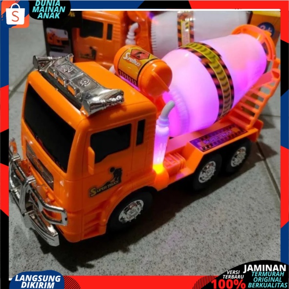 Mainan Mobil Mobilan Truk Molen Ukuran Besar Bump Go -Mixer Truck Mobil Baterai Anak Edukatif Murah