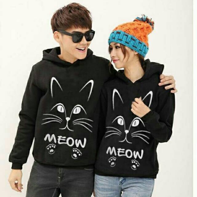 Pakaian wanita/pakaian pria/couple sweater meow black ck