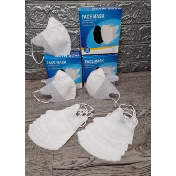 masker duckbill face mask putih garis 3ply isi 50