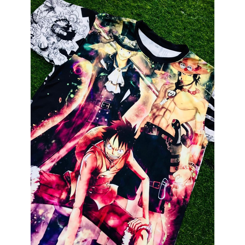 Tshirt Luffy Sabo Ace Battle Fullprint Anime Onepiece Manga Premium