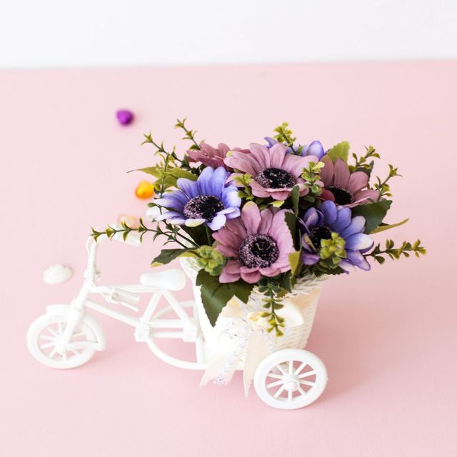 Sepeda Bunga dekorasi Bunga plastik-PS-SB Ungu