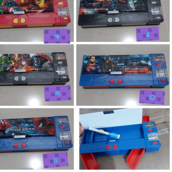 

Tempat pensil besar tombol pencet/ada papan tulis dan pena