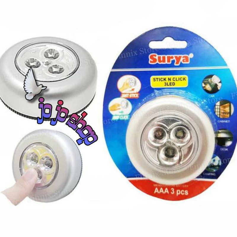 Lampu Sentuh Stick N Click 3 Led Surya /Lampu Emergency  Stick Touch