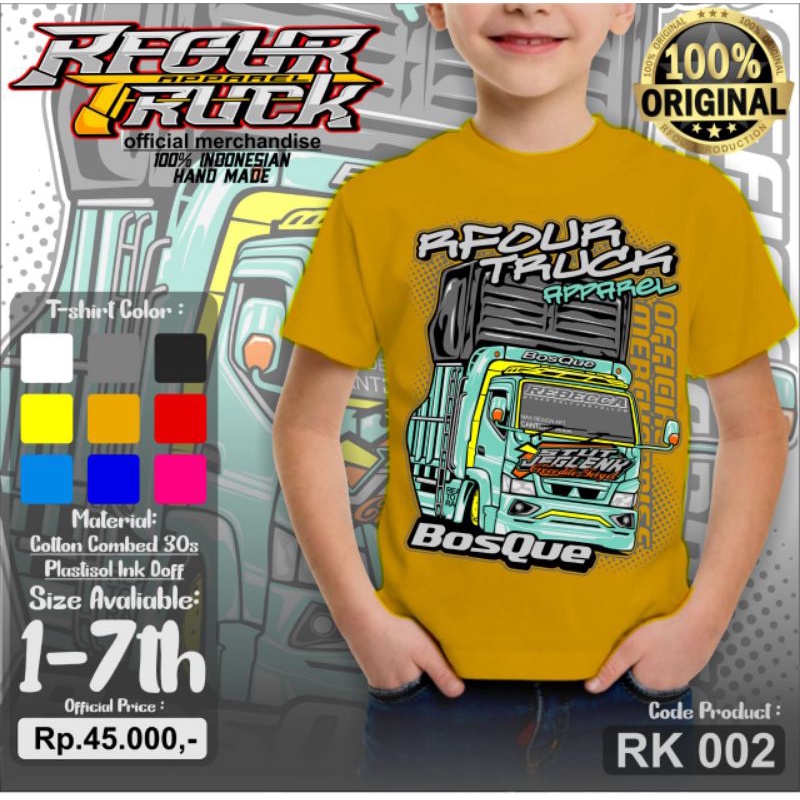 kaos gambar truck mania/kaos/kaos anak gambar truck/kaos anak terbaru