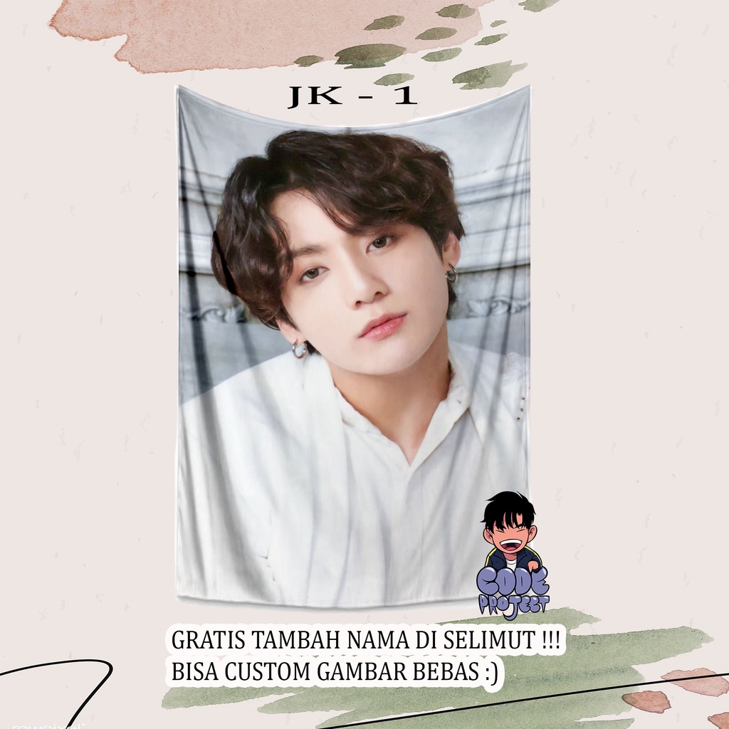 JEON JUNGKOOK BTS - selimut custom jungkook - selimut kpop BTS Jungkook - selimut custom kpop jungko