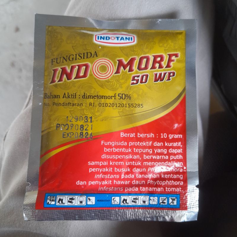 Fungisida INDOMORF 50WP 10gram Bahan aktif : Dimetomorf 50%