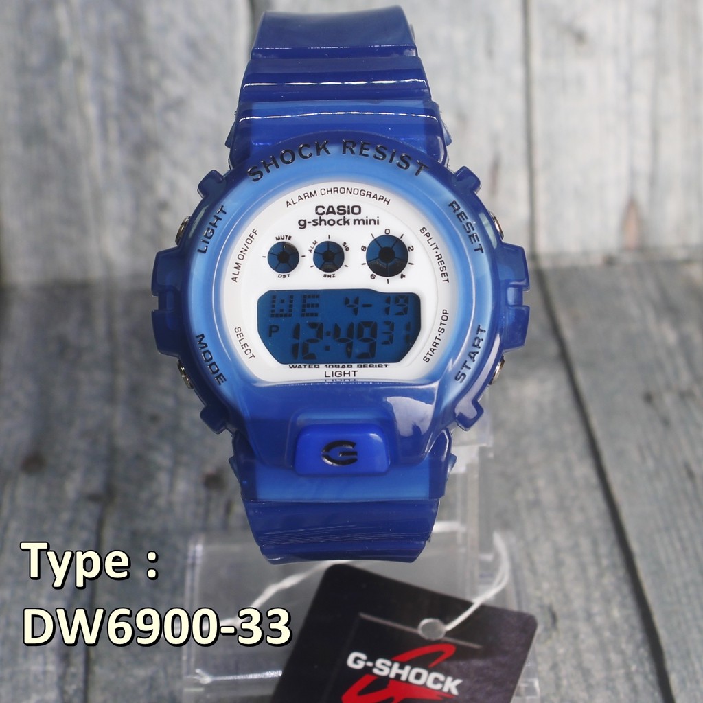 Jam tangan Casio G-Shock DW6900 Biru digital LED pria & anak anak