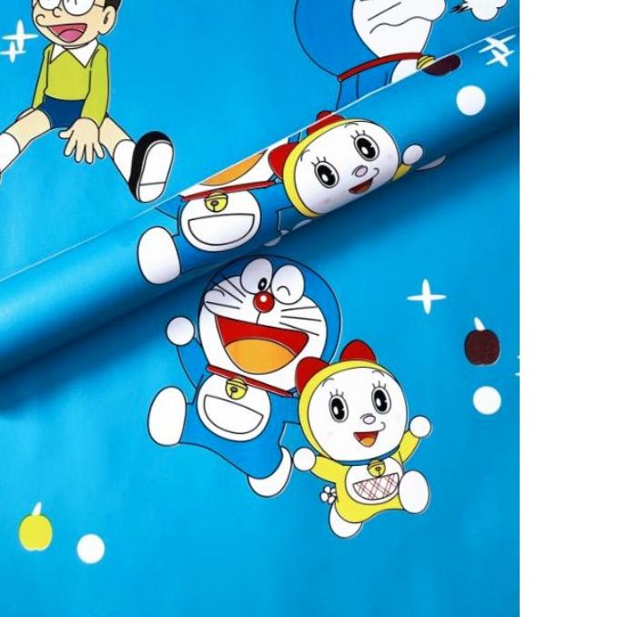 ✺ WALLPAPER DINDING ukuran 45 cm x 10 M Motif DORAEMON FAMILY NOBITA DORAMI ➫