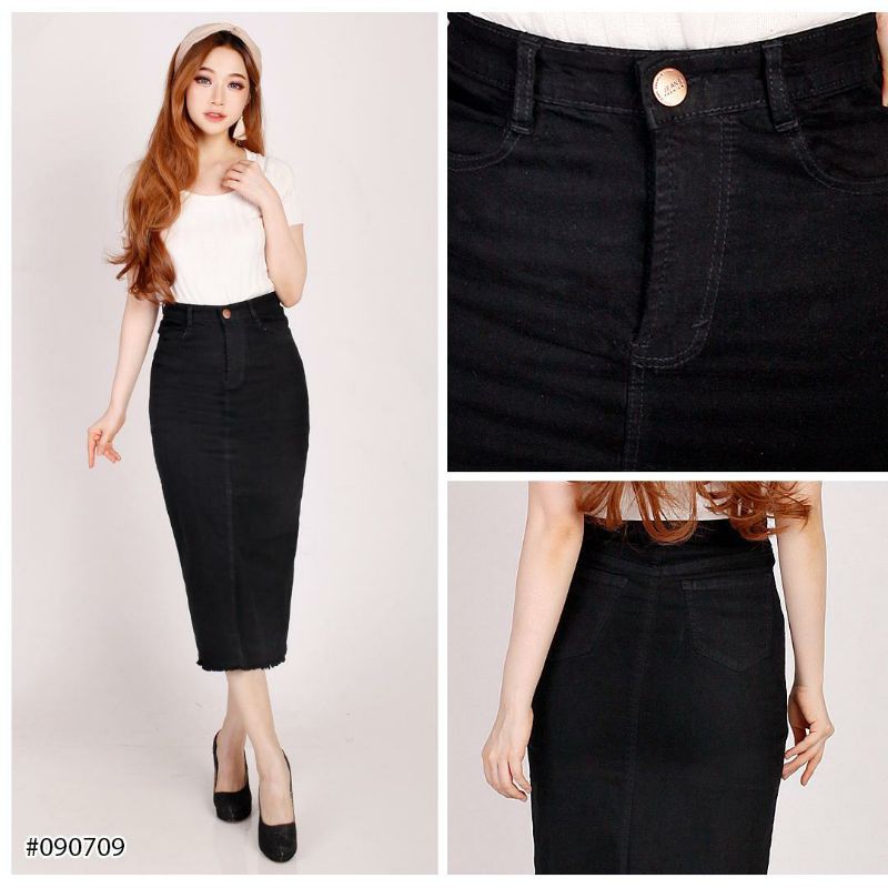 Rok Jeans Wanita Rawis Denim Jeans Stretch