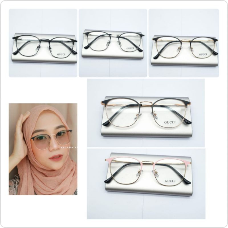 FRAME KACAMATA KOTAK METAL ( PAKET LENSA PHOTOCROMIC ) KACAMATA MINUS | KACAMATA ANTI RADIASI 17300