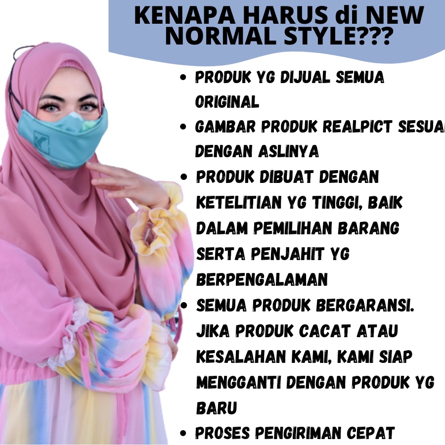 SOFT SERIES Masker Kain 3D 3 ply Lapis Hijab Korea Headloop Earloop Motif Non Medis Wanita Premium