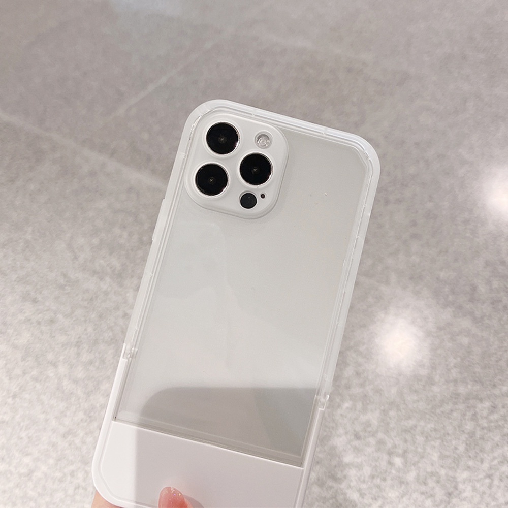 IPHONE Casing Transparan Hitam Dengan Penyangga Holder Untuk Iphone11 8 7plus SE2 XS XR 12 13 PRO MAX Casing Cover Pelindung AT0202