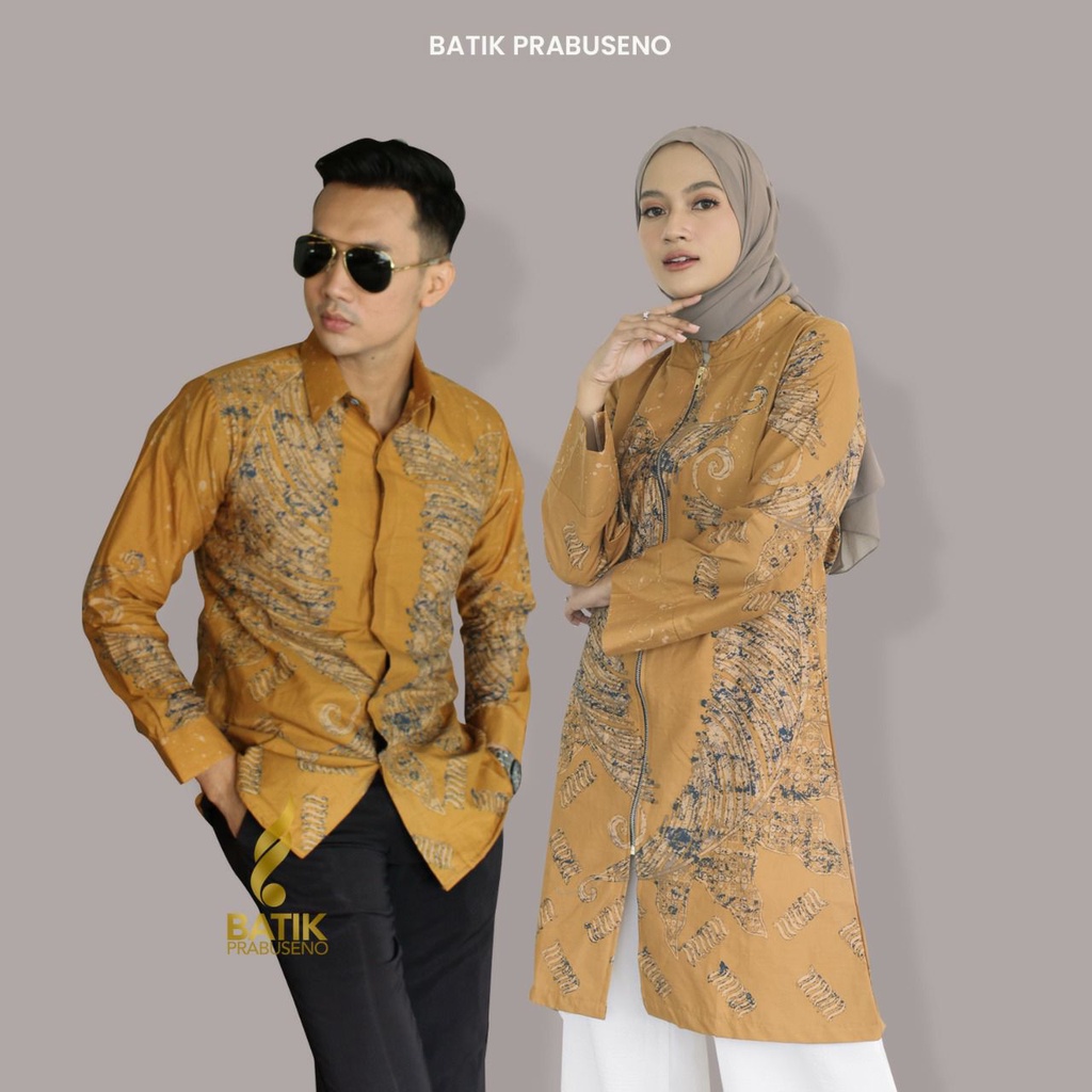 Udarati Kuning Batik Couple Pria Dan Wanita Original Batik Solo Prabuseno Katun Printing Handmade Fu