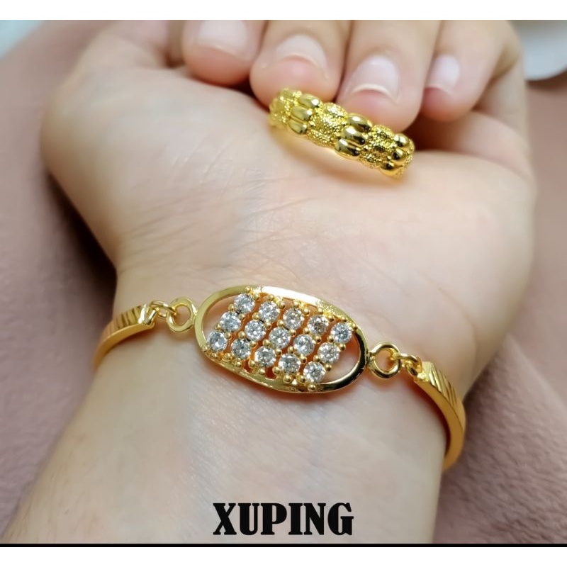 Gelang Tangan Pata Persegi Free Cincin Dubai Sar Gold Perhiasan Premium Kekinian Gold 24k