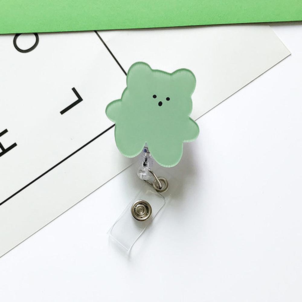 Lanfy Retractable Badge Reel Perlengkapan Kantor Korea Bears Reel Klip Perawat Dokter Student Name Card Holder