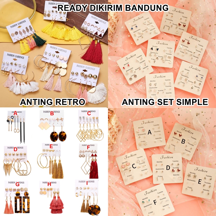 Anting Set Simple Retro Gaya Korea Simple Creative Earrings Aksesoris Wanita