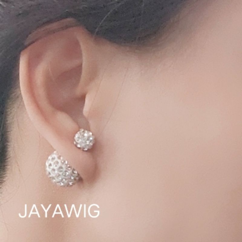 Anting Bulat Mata Mata Anting Tusuk Warna Silver