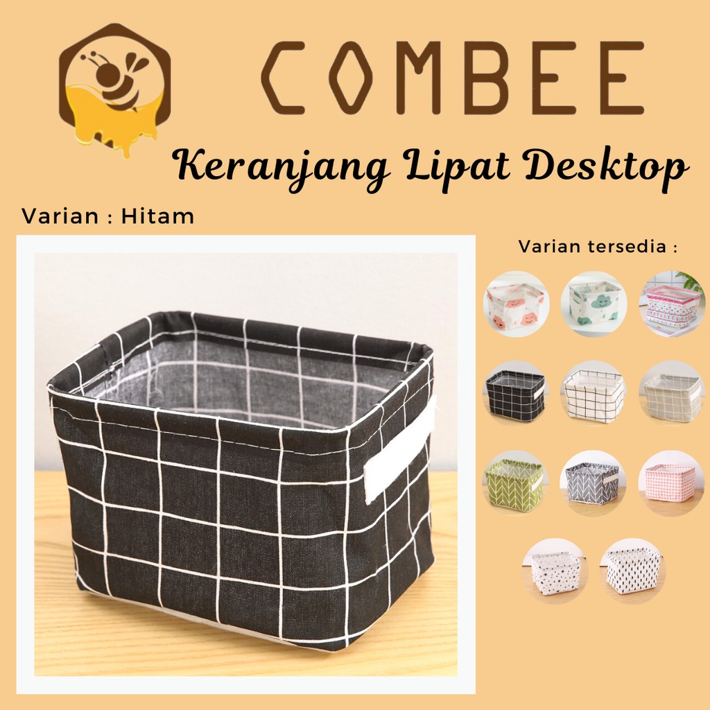 Keranjang Lipat Desktop Multi Fungsi / Cotton Linen / Praktis