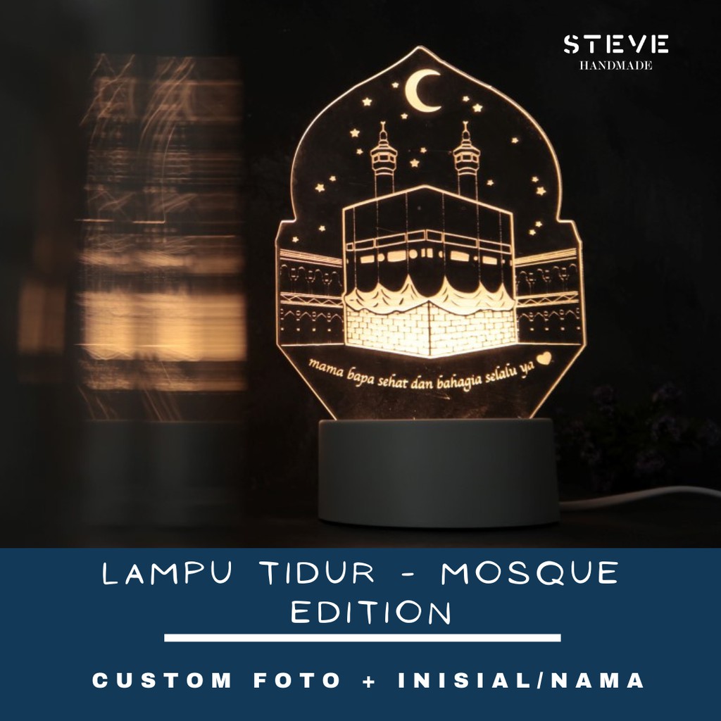Lampu Tidur Mosque Edition LED Akrilik Free Custom LT2001 Steve Handmade
