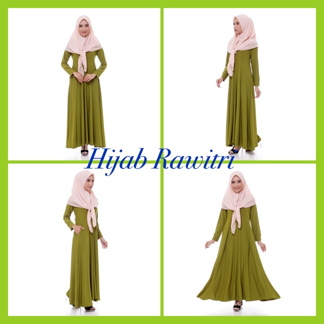 Gamis Jersey Polos Hijau Alpukat