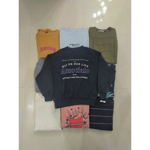 PAKET USAHA / BORONGAN CREWNECK 10pcs OVERSIZE LENGAN BALON