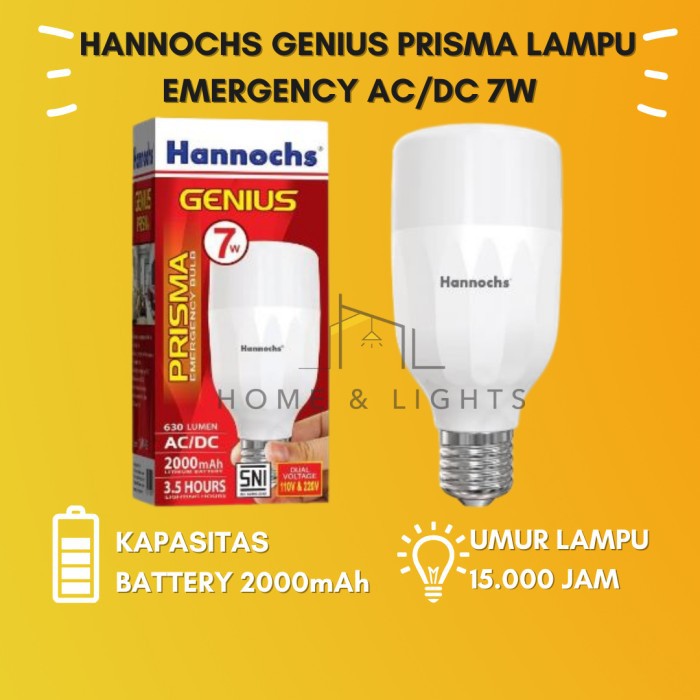Lampu Emergency Hannochs LED Genius Prisma 7W, 9W, 11W, 14W