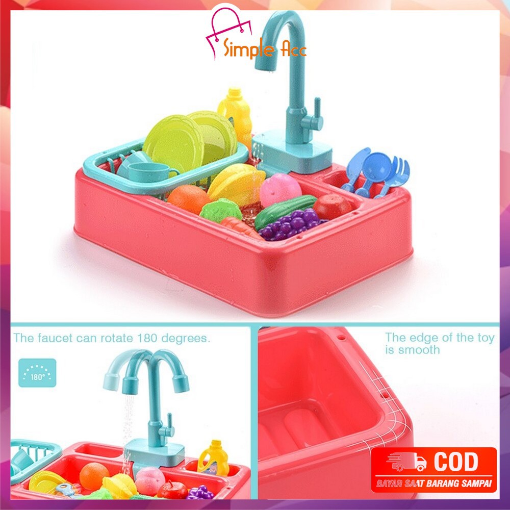 ~COD~ DO-M31 M109 Mainan Anak Kitchen Sink Tempat Cuci Piring Set Mainan Wastafel BISA KELUAR AIR-5