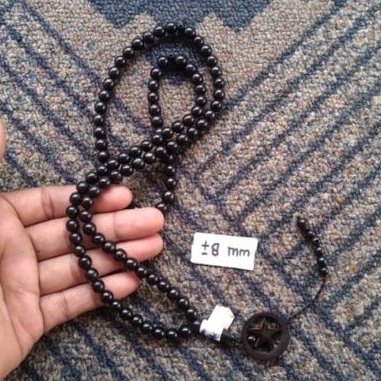 tasbih kokka bulat hitam bulan bintang ± 8 mm ( 8mm ) 99 butir ( kauka kaukah pukah pukaha kuka )