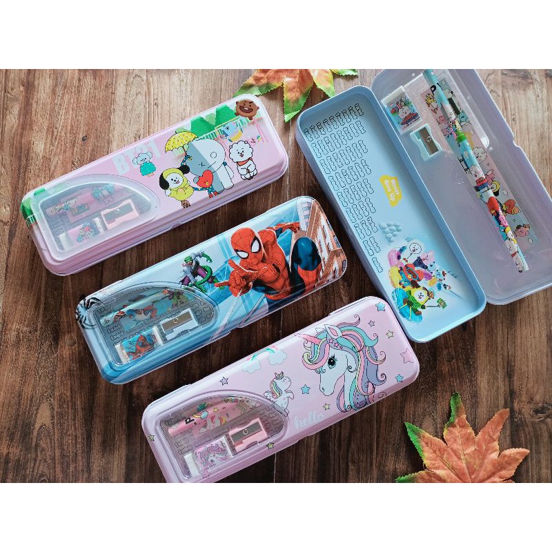 

Tempat pensil set kaleng karacter bagus tepak set alat perlengkapan sekolah