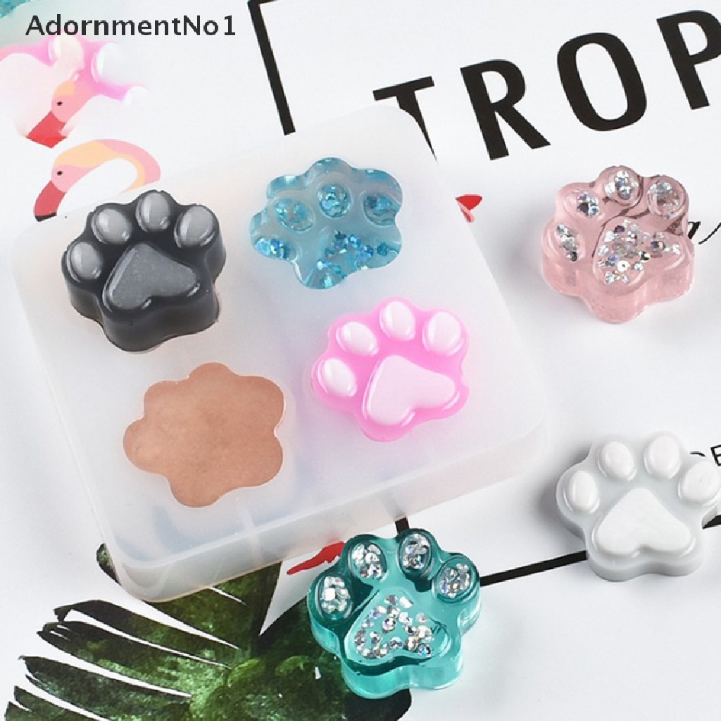 (AdornmentNo1) Cetakan Resin Epoksi UV Handmade DIY Bentuk Telapak Kaki Kucing Bahan Silikon