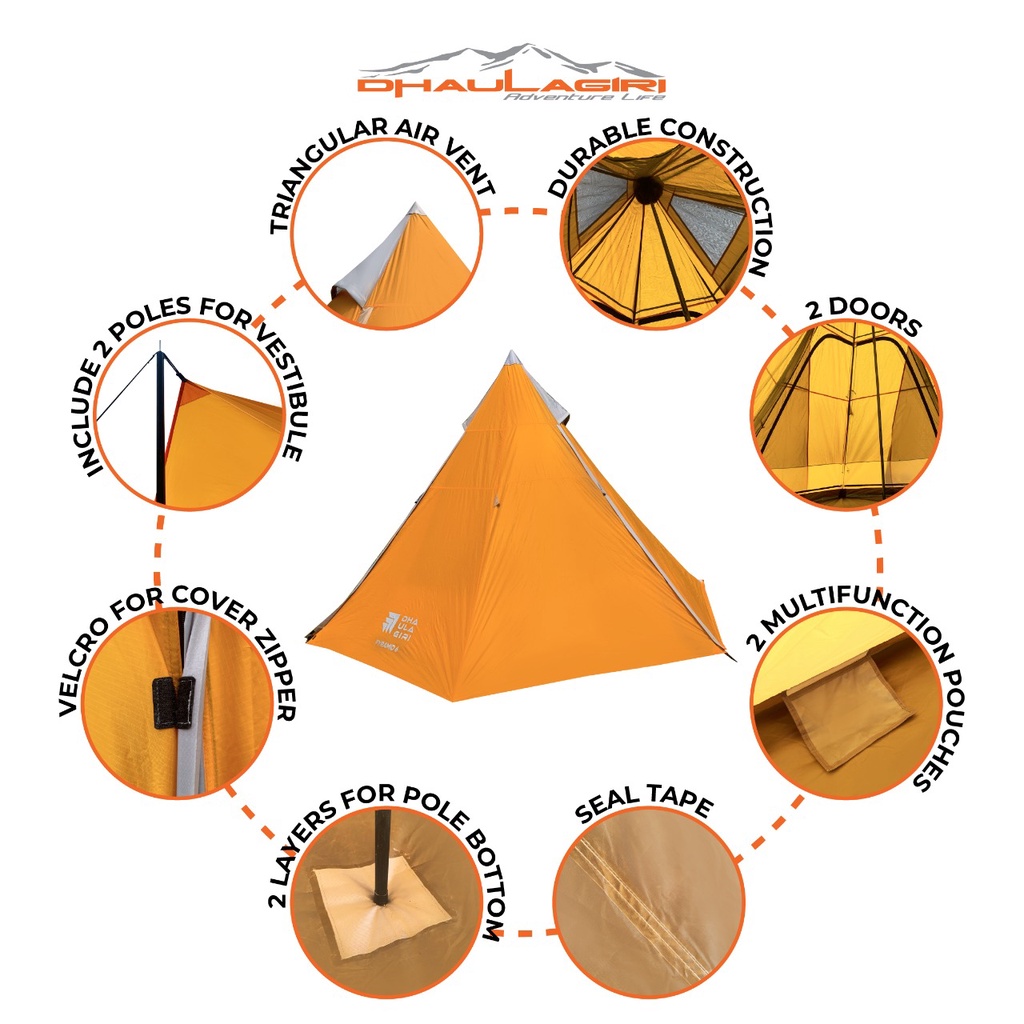 [COD] Tenda Camping Dhaulagiri Pyramid Kapasitas 6 Orang -Tenda Camping Double Layer - tenda camping kapasitas 6 orang - tenda camping dhaulagiri - tenda dhaulagiri - tenda  kemping 6 orang- tenda piramid