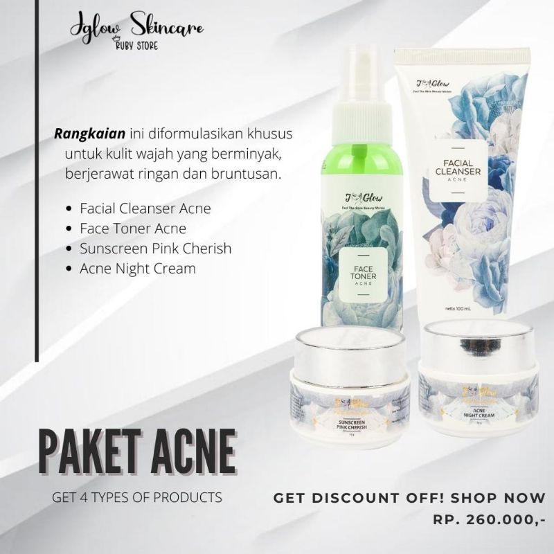 JGLOW PAKET ACNE // PERAWATAN WAJAH BERJERAWAT//SKINCARE JGLOW //PAKET ACNE //JGLOW paket acne