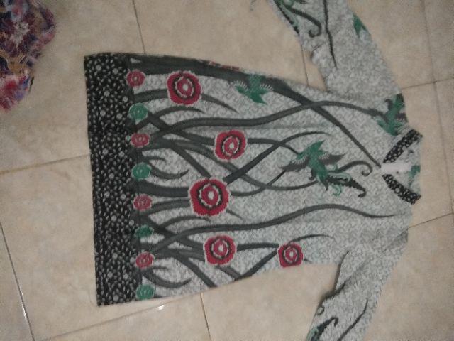 Tunik Batik Batikwanita Batiktunikbatik B021 Lengan 7/8 Serut Resleting Belakang Baju Wanita Atasan