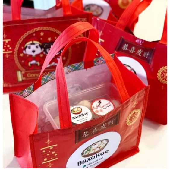 Tas Souvenir Imlek Promosi Custom Special Sangjit Chinese New Year Kelinci Air ukuran dus kue besar