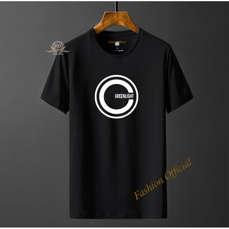Promo T-shirt Kaos pria Logo Greenlight Bulat Putih >Kaos Distro Premium Cotton Combet 30s Terlaris 
