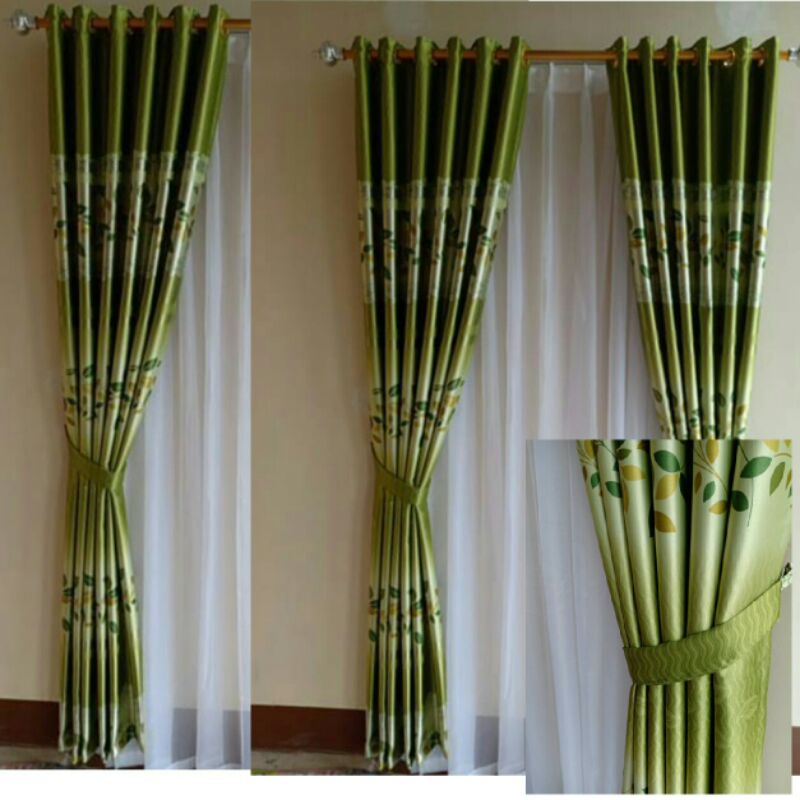 Gorden Blackout Hijau Polos Gorden Blackout Motif Glossy Polos Import Tebal Mewah Gorden Panjang 250