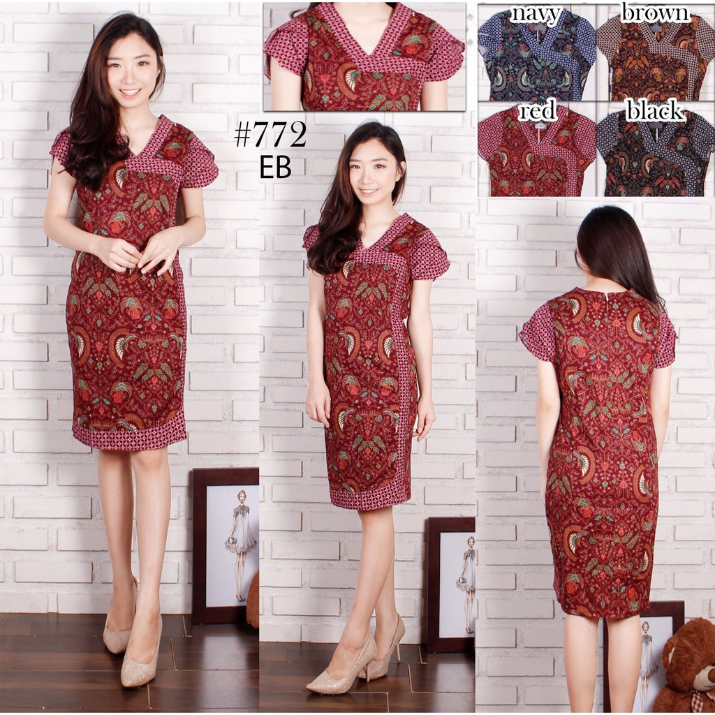 Sale 115 Dress wanita dress batik wanita 722 EB SukanaStore