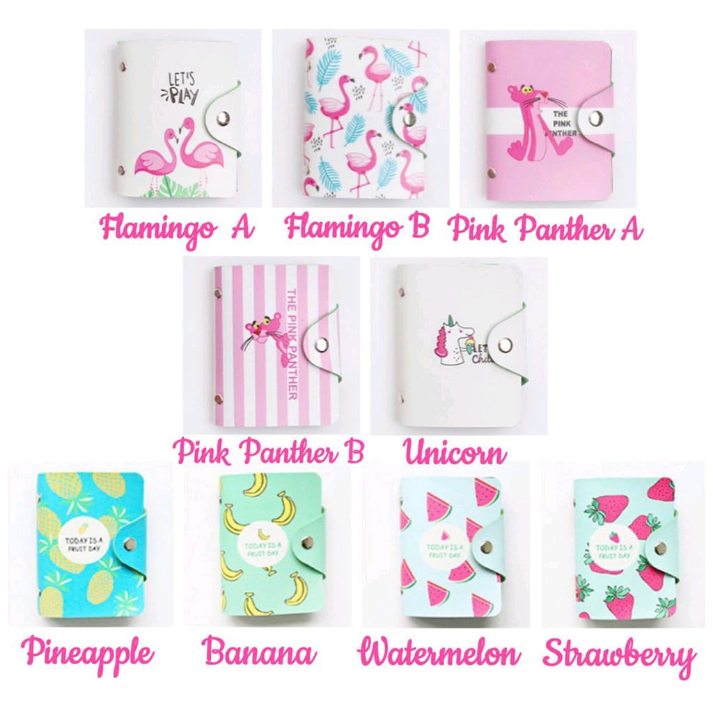 Dompet Kartu Motif Buah, Flamingo, Pink Panther  - DOMPET KARTU LUCU