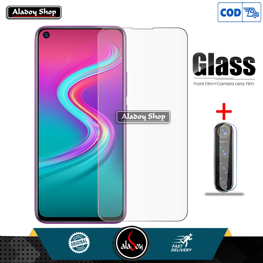 Tempered Glass Layar Clear Infinix S5 , S5 Lite + Antigores Tempered Glass Camera Back Lens