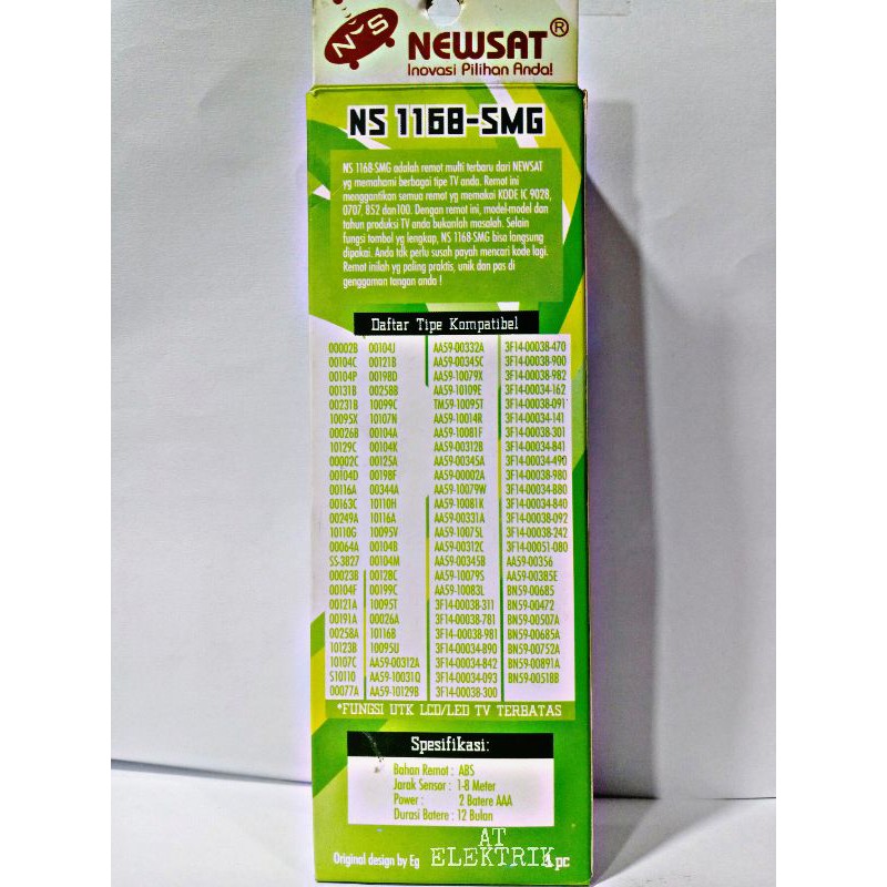 Remote SAMSUNG NEWSAT TV Tabung ( NS 1168 SMG )