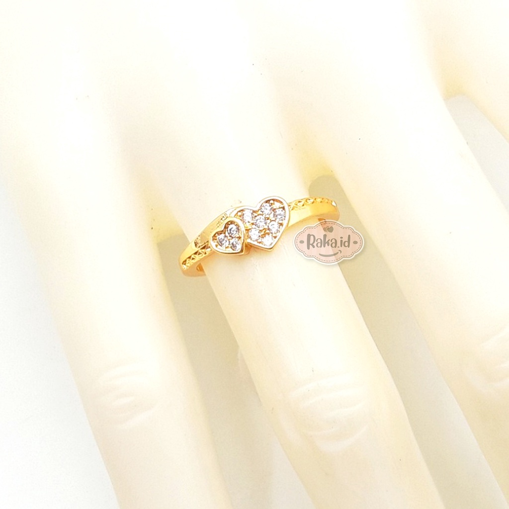 Cincin Wanita / Cincin Dewasa Motif 2 Love Aksesoris Perhiasan Wanita 1014