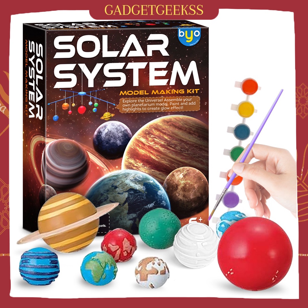 Melukis Planet Solar Sistem 3D Model Mainan Planet Gantung Dinding Set Mewarnai Sains Edukasi Anak