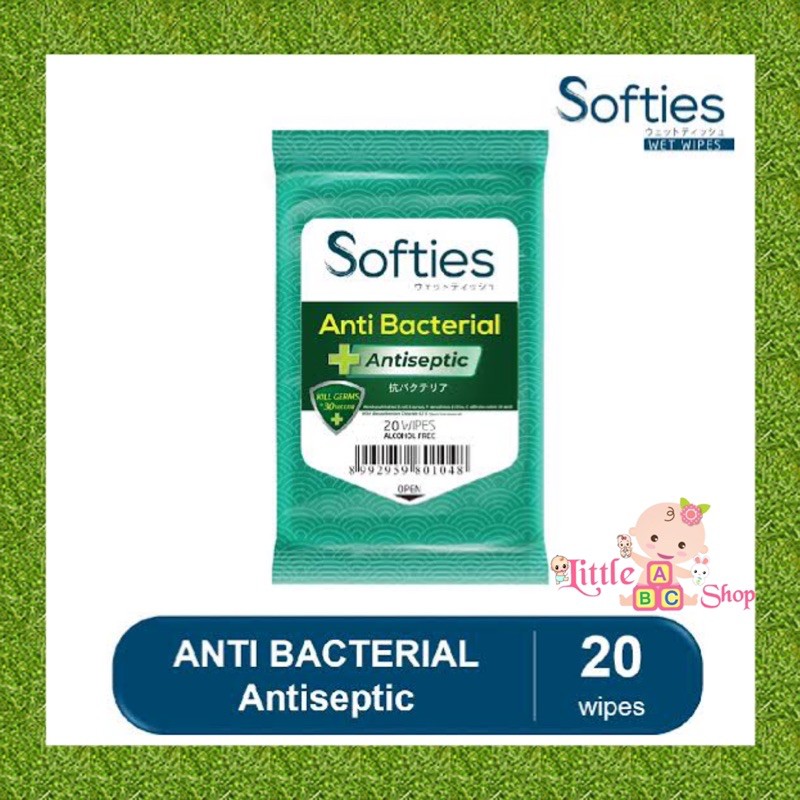 Softies Wet Wipes Anti Bacterial Tissue Basah Antiseptik 20lembar