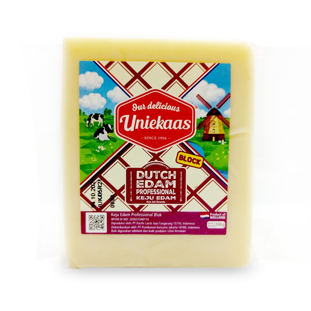 

UNIEKAAS Block Dutch Edam Professional 200 gram Keju Edam Blok