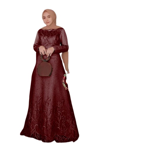 GAMIS BROKAT MEWAH WANITA MODERN BAJU PESTA MUSLIM TERBARU ELEGAN GAMIS BRUKAT TERBARU 2021/ GAMIS B