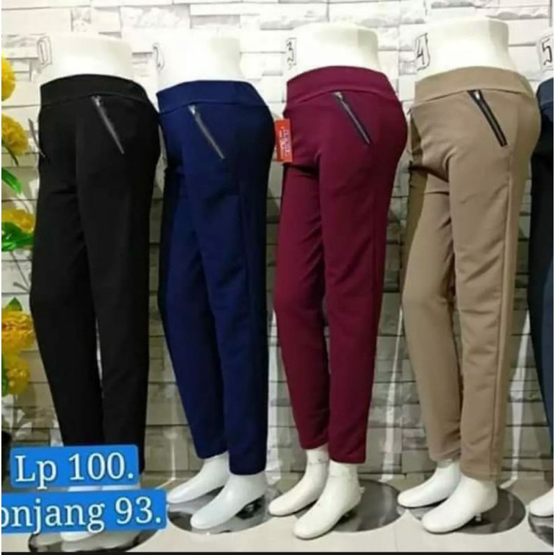 CELANA LUNA RESLETING SIZE JUMBO_BAHAN CREPE ZIPER PANTS