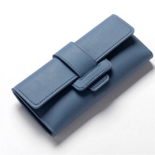 Aksesoris Fashion Wanita: Dompet Panjang Lipat+Slot Kartu Bahan Kulit Warna Polos dengan Resleting