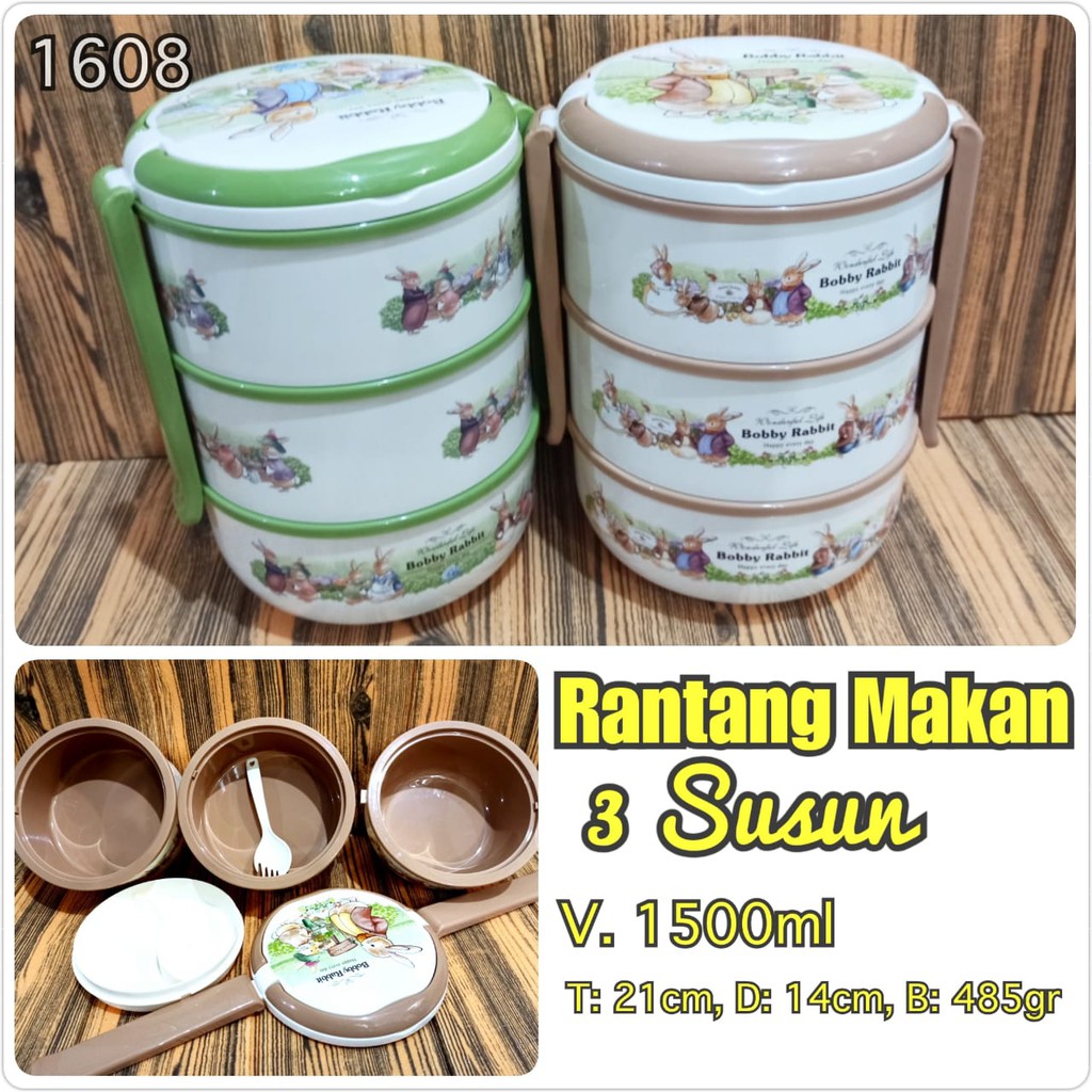 KUP - COD MURAH 1608 RANTANG MAKAN 3 SUSUN BOBBY RABBIT